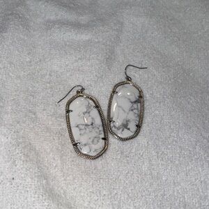 Kendra Scott Silver and White Marbled Earrings